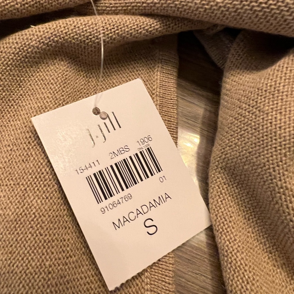 JJill open front fringe sleeve cardigan, macadamia, small - Picture 7 of 9